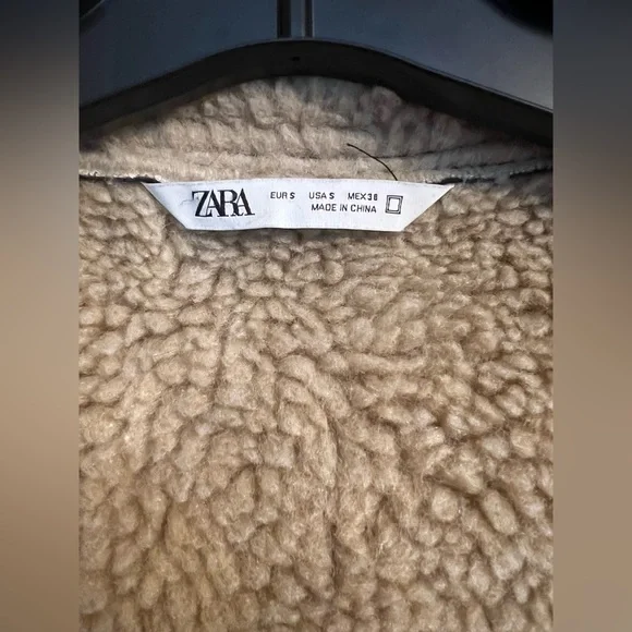 ZARA Men’s Faux Leather/Shearling Aviator Jacket - Picture 3 of 5